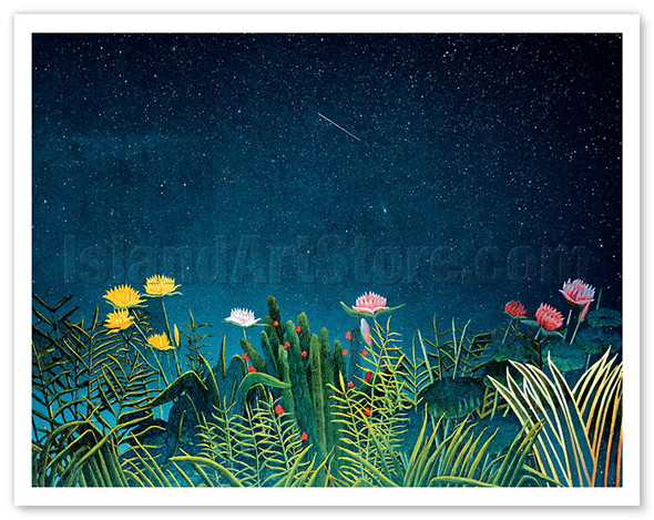 Flowers with Shooting Star - Poster by Henri Rousseau