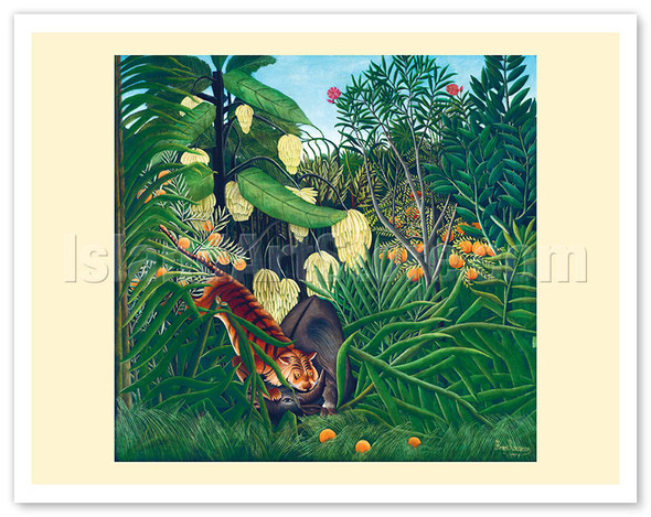 Fight between a Tiger and a Buffalo - c. 1908 - Poster by Henri Rousseau