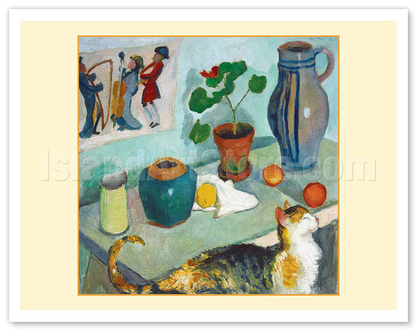The Ghost in the House Stalls - Still Life with a Cat - c. 1925 - Poster by August Macke