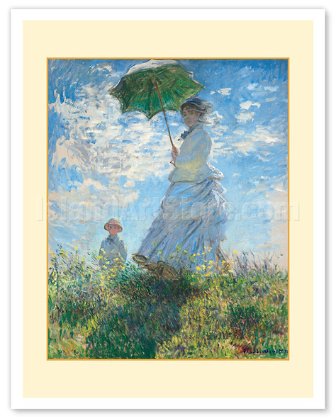 Madame Monet and Her Son - Woman with a Parasol - c. 1875 - Poster by Claude Monet