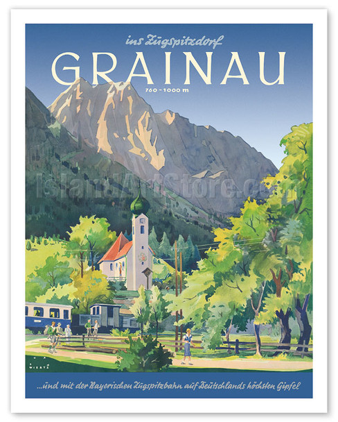 Grainau, Germany - Zugspitze Mountain, Germany’s Highest Peak - c. 1933 - Poster by Jupp Wiertz