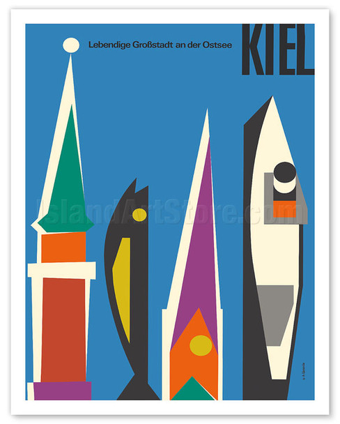 Kiel, Germany - Lively City on the Baltic Sea - c. 1950's - Poster by Sigrid and Hans Lämmle