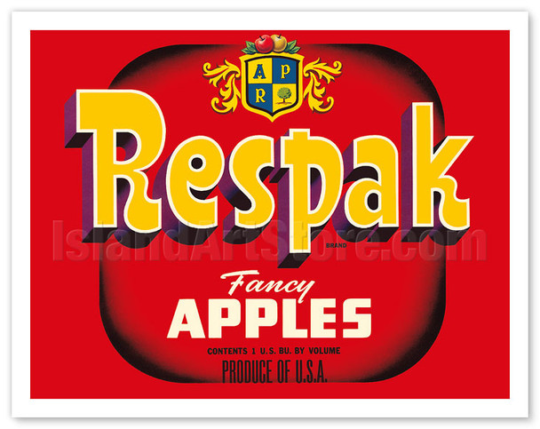 Fancy Apples - Respak Brand - c. 1950's - Vintage Advertisement Poster