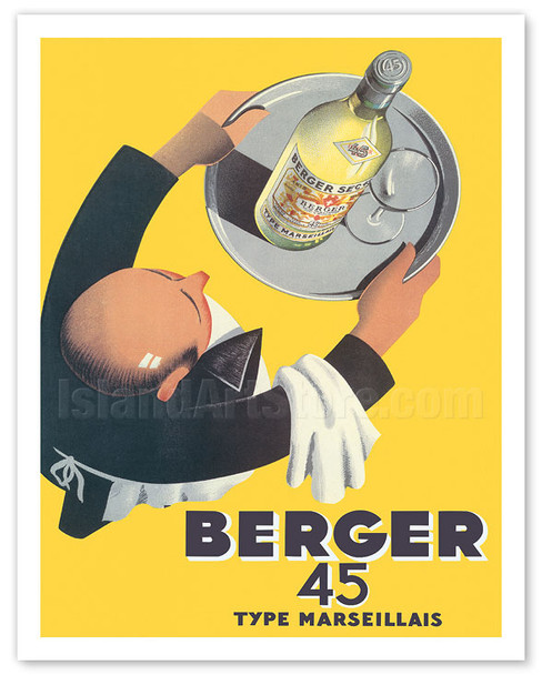 Berger Sec 45 - Type Marseillais French Liquor - c. 1935 - Poster by Roland Ansieau