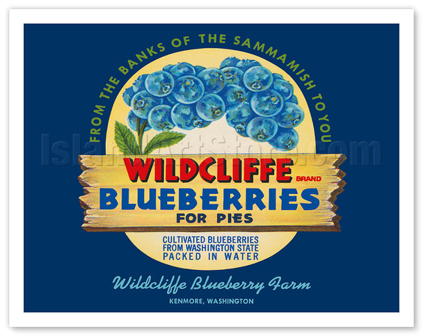 Wildcliffe Blueberries - Kenmore, Washington - c. 1950's - Vintage Advertisement Poster