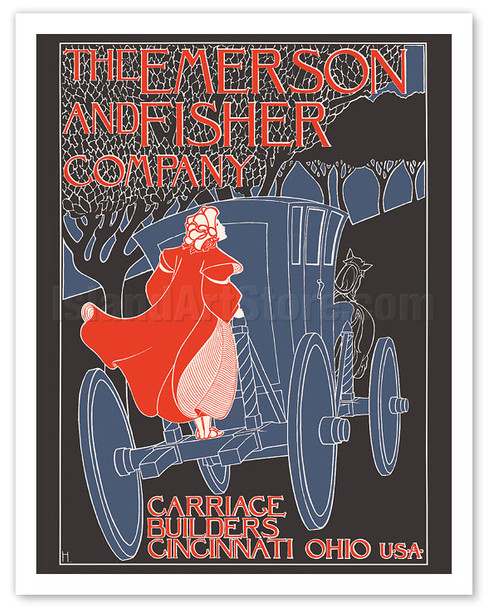 The Emerson and Fisher Company - Horse Drawn Carriage Builders - c. 1896 - Poster by Frank Hazenplug