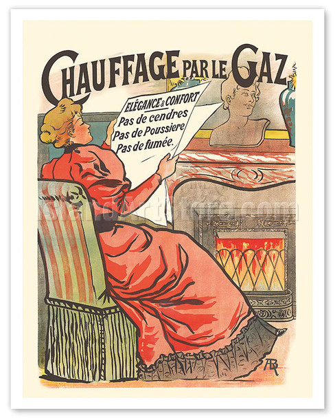 Gas Heating (Chauffage par le Gaz) - c. 1800's - Vintage French Advertising Poster