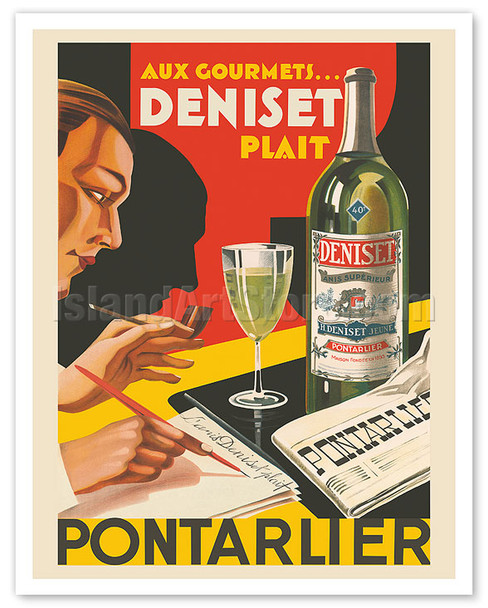 Pontarlier Deniset - Superior Anise - Aperitif Liquor - c. 1930's - Poster by Joseph Charles