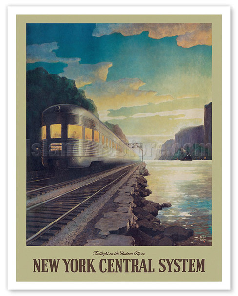 New York Central System - Hudson River - Diesel powered train - Poster by Leslie Darrell Ragan