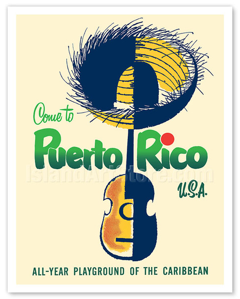 Come To Puerto Rico U.S.A. - All Year Playground of the Caribbean - c. 1950's - Vintage Travel Poster