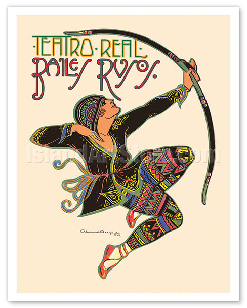 Russian Ballet (Bailes Rusos) - Royal Theatre (Teatro Real) - c. 1946 - Poster by Abeland Delgado