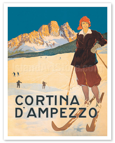 Cortina D’ampezzo Ski Resort - Italian Alps - c. 1920 - Vintage Travel Poster