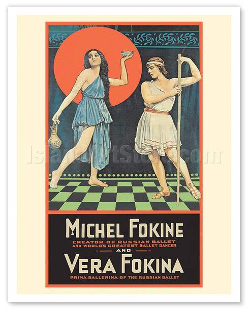 Michael Fokine and Vera Fokina - c. 1922 - Vintage Ballet Dance Poster