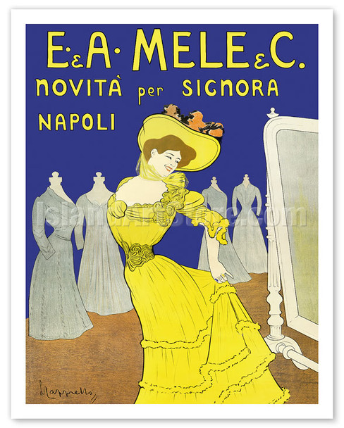 Emiddio and Alfred Mele Clothing Company - New to Naples, Italy (Novità Per Signora Napoli) - Poster by Leonetto Cappiello