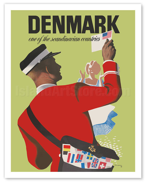 Denmark - One of the Scandinavian Countries - Danish Postman - c. 1948 - Poster by Henry Thelander