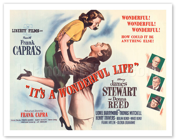 Frank Capra's "It's a Wonderful Life" - Starring James Stewart, Donna Reed - c. 1946 - Vintage Movie Poster