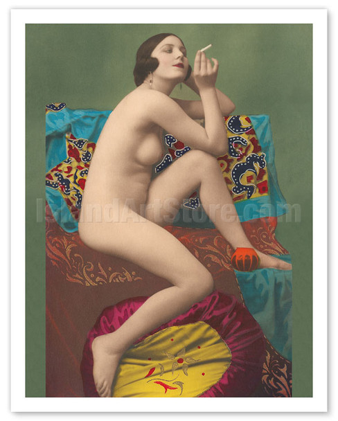 Classic Vintage French Nude - Hand-Colored Tinted Erotic Art