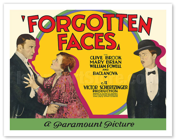 Forgotten Faces - Starring Clive Brook, Mary Brian, William Powell and Olga Baclanova - Vintage Movie Poster