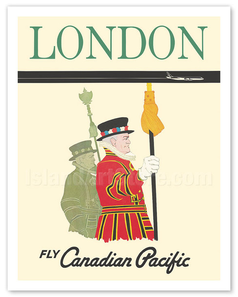 London - Yeomen of the Guard - Fly Canadian Pacific Air Lines - c. 1961 - Vintage Airline Travel Poster