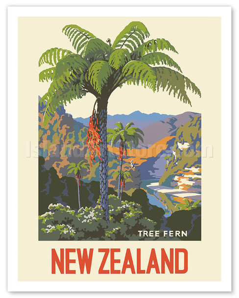 New Zealand - Tree Fern - c. 1950 - Poster by Marcus King