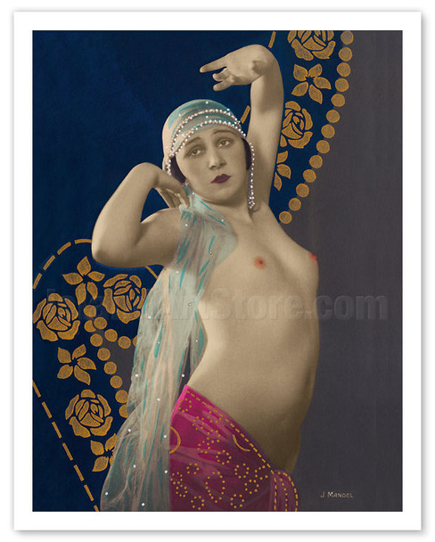 Standing Nude - Classic Vintage French Nude - Hand-Colored Tinted Art - c. 1910's - Poster by Julien Mandel
