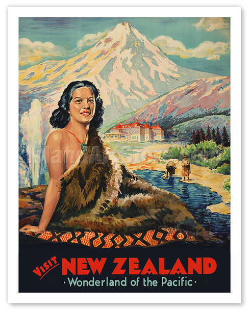 New Zealand - Wonderland of the Pacific - Château Tongariro - c. 1935 - Poster by Carl Thorwald Laugesen
