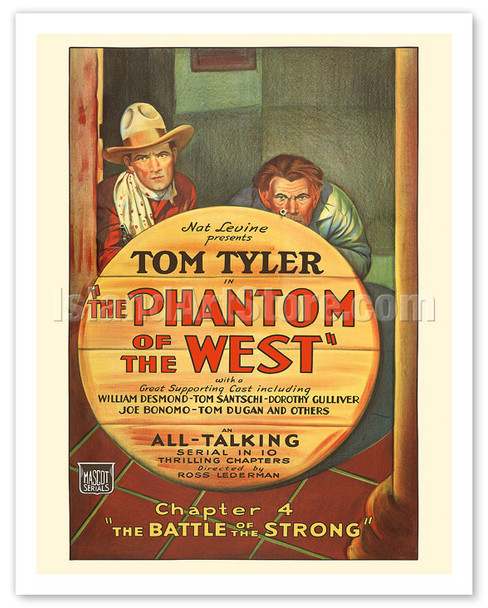 Phantom of The West - Chapter 4: The Battle of The Strong - Starring Tom Tyler - c. 1931 - Vintage Movie Poster