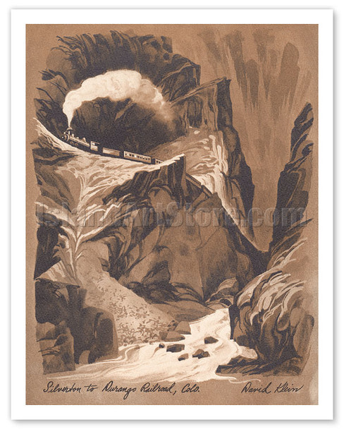 Silverton to Durango Railroad, Colorado - c. 1960's - Poster by David Klein