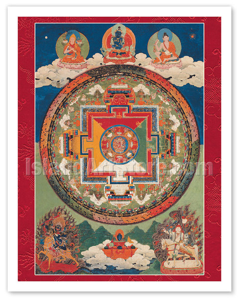 Five Deity Mandala of Vajravarahi - Tibet, 18th Century - Vintage Tibetan Thangka Buddhist Painting