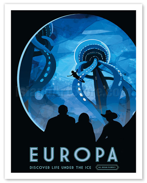 Europa - Discover Life under the Ice - Space Travel Poster