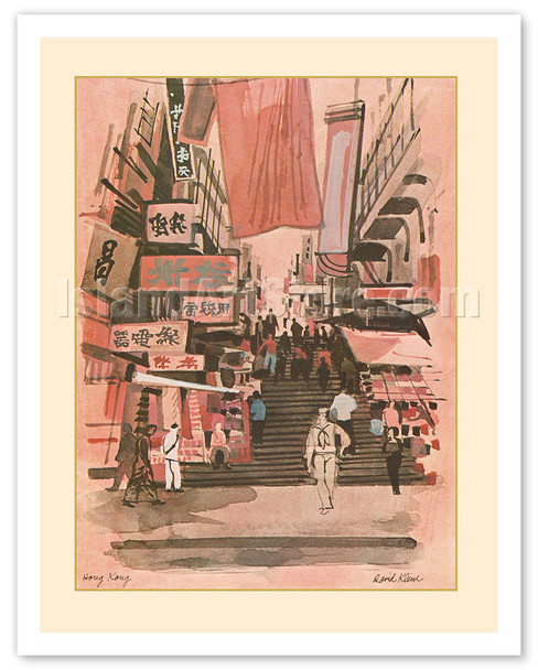 Hong Kong - Ladder Street Market - Menu Cover - c. 1970's - Poster by David Klein