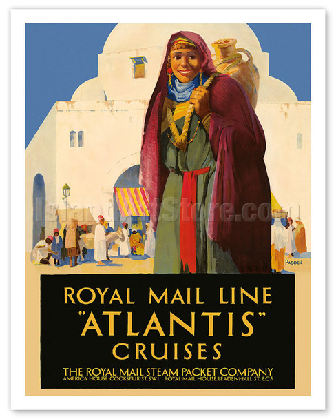 Atlantis Cruises - Royal Mail Line - The Royal Mail Steam Packet Company - Poster by Percy Padden