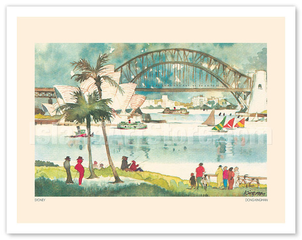 Australia - Sydney Harbour Bridge and Opera - Pan American World Airways - Poster by Dong Kingman