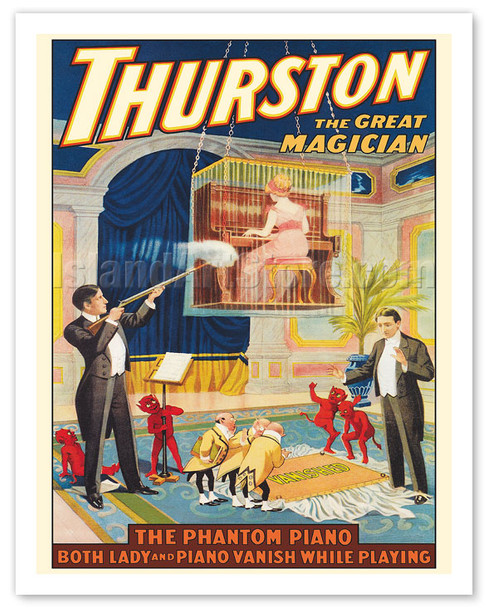 Howard Thurston, The Great Magician - The Phantom Piano - c. 1911 - Vintage Advertisement Poster