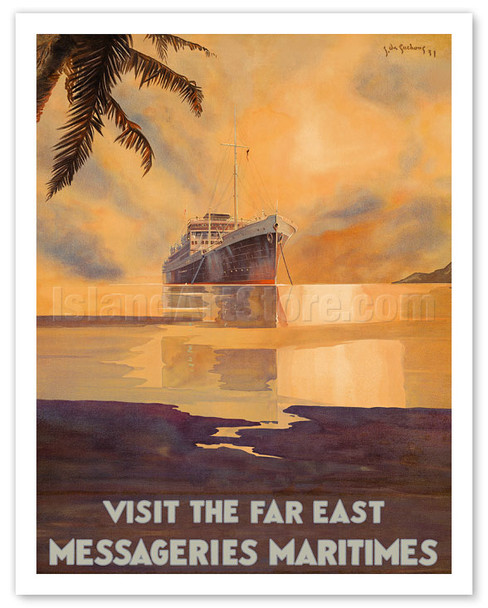 Visit the Far East - Messagerie Maritimes (MM) - Poster by Jean Des Gachons