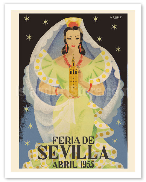 Seville’s Fair - Andalusia, Spain - Spring Festival - c. 1955 - Poster by Francisco Maireles Vela