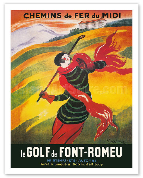 Font-Romeu Golf (le Golf de Font-Romeu) - France - Chemins de Fer du Midi Railways - c. 1929 - Poster by Leonetto Cappiello