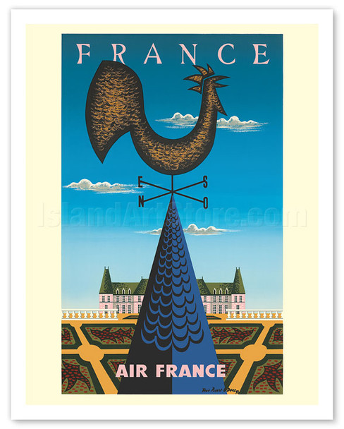 French Gallic Rooster Weathervane - Château de Chambord Castle - c. 1956 - Poster by Jean Picart Le Doux