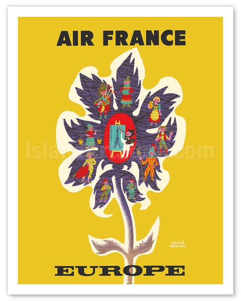 Europe - European Flower - Germany, Switzerland, Rome, Scotland, Spain - c. 1956 - Poster by Hervé Morvan