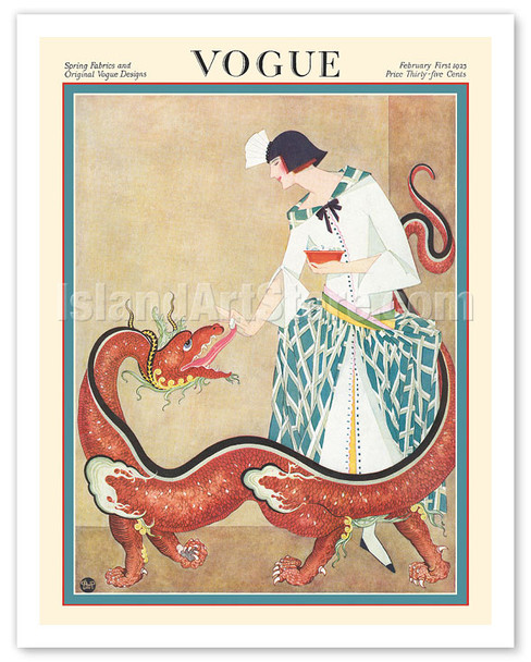 Fashion Magazine - February 1923 - Woman Feeding a Chinese Dragon - Poster by George Wolfe Plank