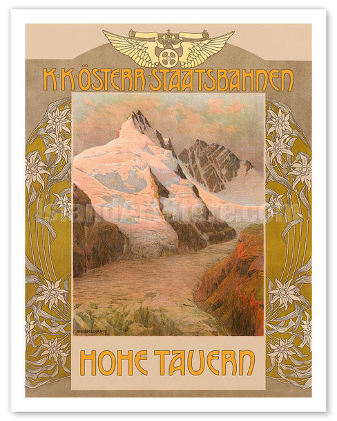 Hohe Tauern, Austria - Grossglockner Mountain - Austrian Railway - c. 1879 - Poster by Gustav Jahn