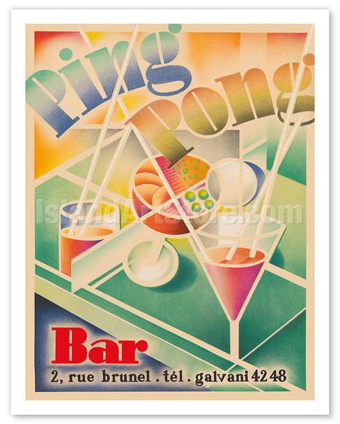 Ping Pong Bar - Paris, France - c. 1960's - Vintage Advertisement Poster