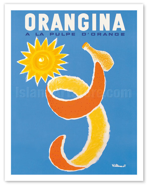 Orangina has Orange Pulp (A La Pulpe D’Orange) - c. 1965 - Poster by Bernard Villemot