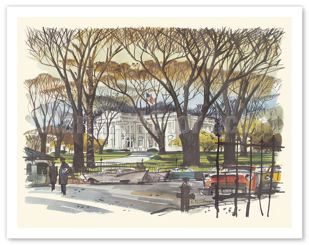White House - Washington, D.C. - United Air Lines - c. 1958 - Poster by William David Shaw