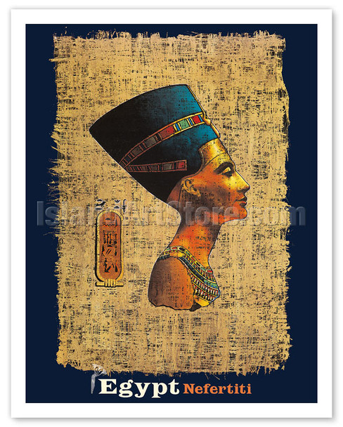 Egypt - Nefertiti, Egyptian Queen - c. 1950's - Vintage Travel Poster