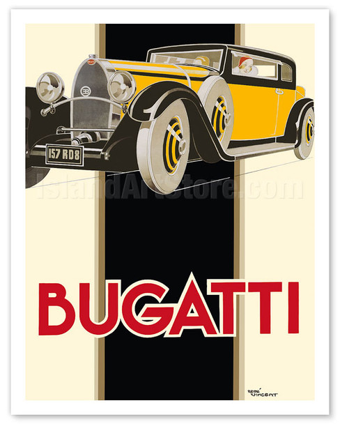 Bugatti Type 46 Coupe - c. 1930's - Poster by René Vincent