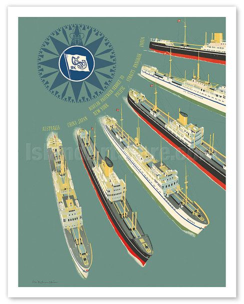 East Asiatic Company, Denmark - Passenger Service to Asia - c. 1950 - Poster by Sten Heilmann Clausen