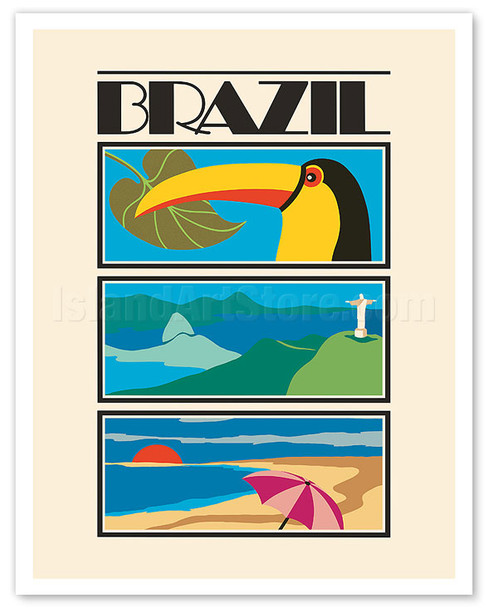 Brazil - Christ the Redeemer Statue - c. 1970's - Vintage Airline Travel Poster