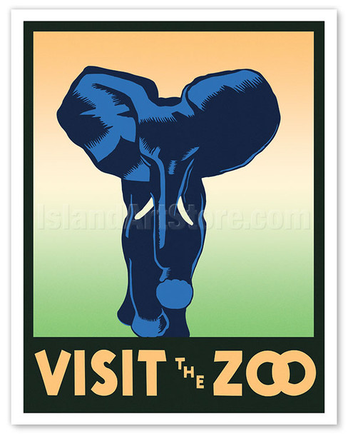 Visit the Zoo - Elephant - c. 1936 - Poster by Hugh Stevenson