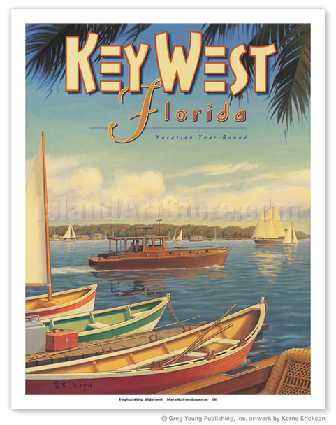 Key West, Florida - Vacation Year-Round - Ernest Hemingway's Yacht Pilar - Poster by Kerne Erickson